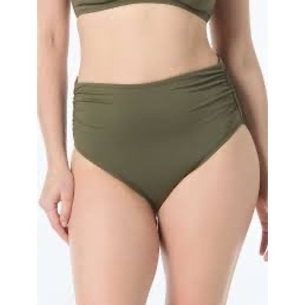 NWT Coco Reef Bikini‎ Bottoms Women Olive Green Ruched High Waist Sz Small $54